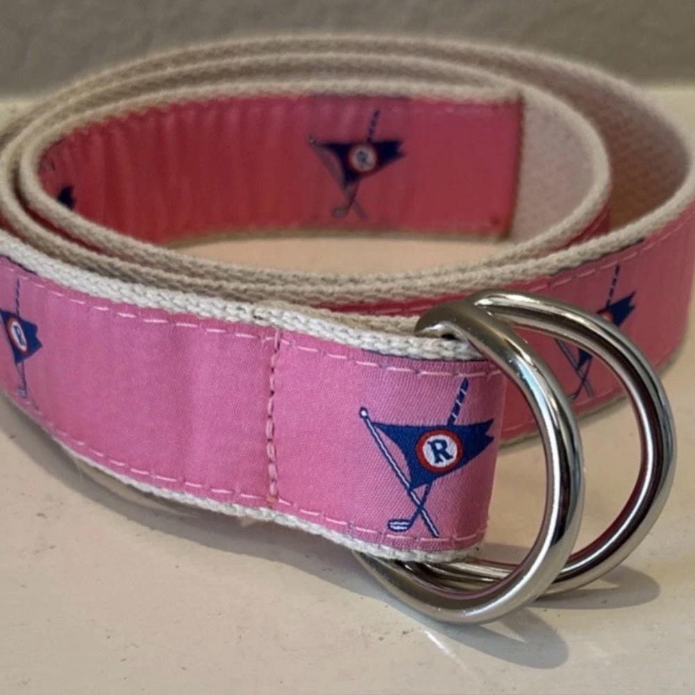 Preppy YRI Pink Golf Club and Flag Belt Size XL 38.5 inch